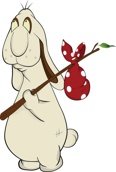 ウサギの旅行者。漫画 — ストックベクタ