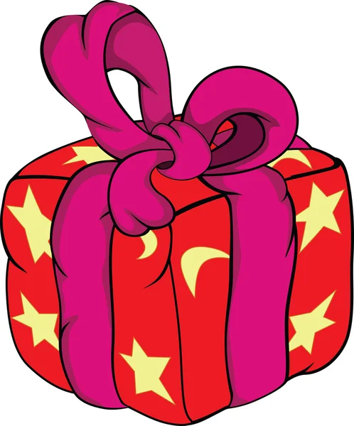 Boîte avec un cadeau et le grand arc rouge — Image vectorielle