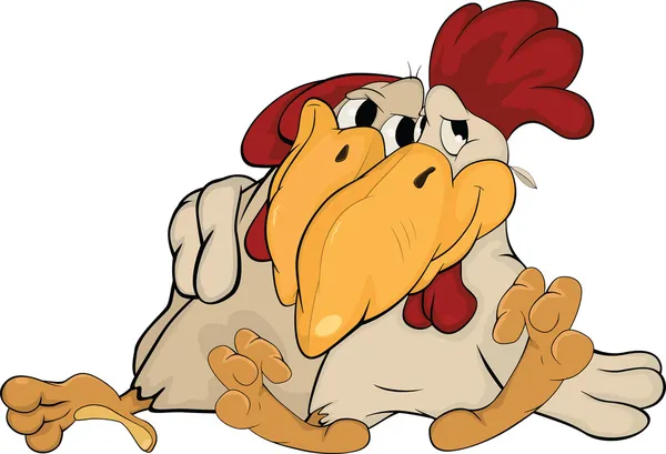 Familie. een haan en een kip. Cartoon — Stockvector