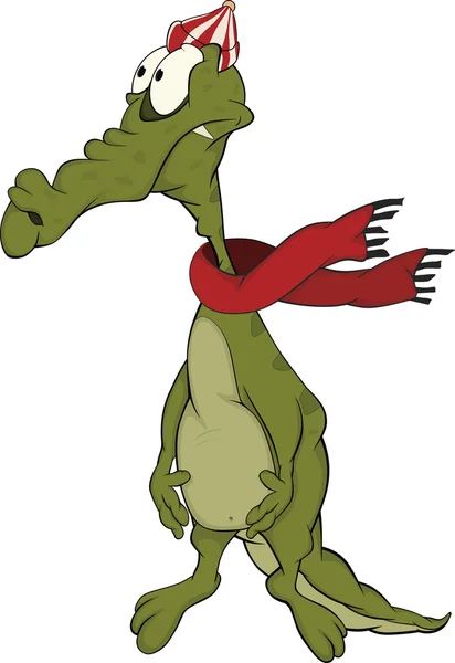Triste crocodile et vent. Caricature — Image vectorielle