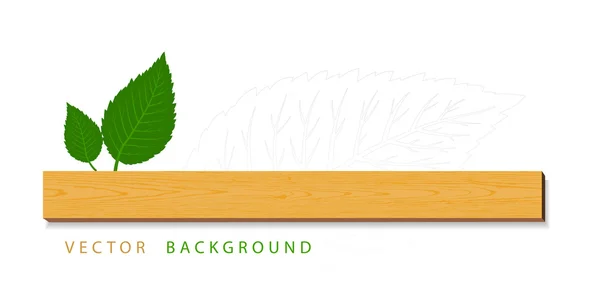 Πράσινα φύλλα με ξύλο — Διανυσματικό Αρχείο