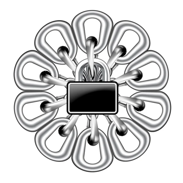 Illustration de la chaîne et de la serrure métalliques — Image vectorielle
