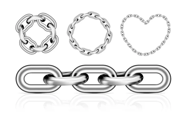 Collection of metal chain parts — Stock Vector