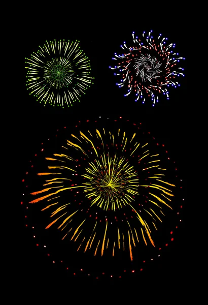 明るくカラフルなベクトルの花火と敬礼 — ストックベクタ
