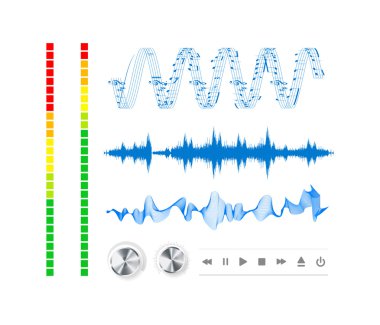 Notes, buttons and sound waves. clipart