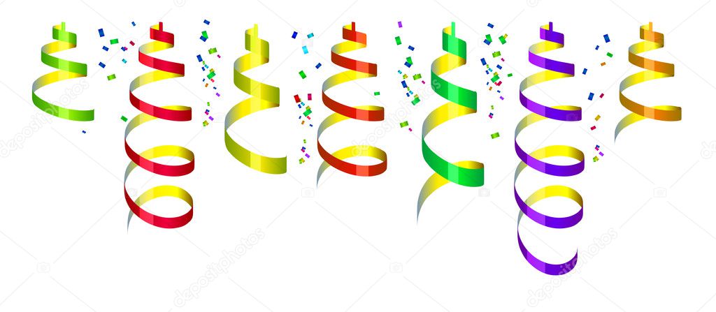 Colorful Party Streamers Background. Celebration. Stock Vector
