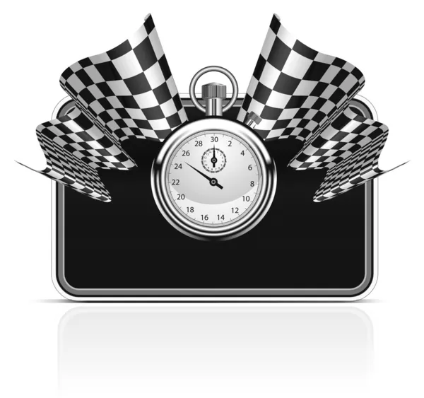 Checkered flag with a stopwatch background — Stock Vector