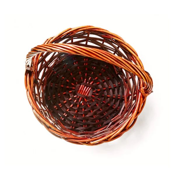 stock image Handmade rattan basket on white background