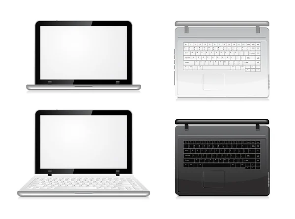 Vista para laptop a partir da frente e do topo — Vetor de Stock
