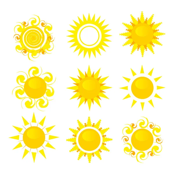 Набор векторных иллюстраций солнца — стоковый вектор