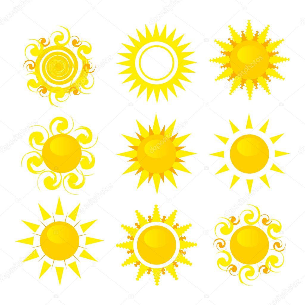 Set of sun vector illustration