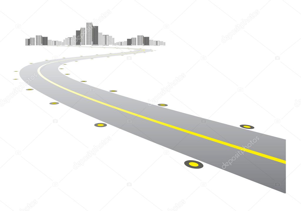 Vector - road leads to city