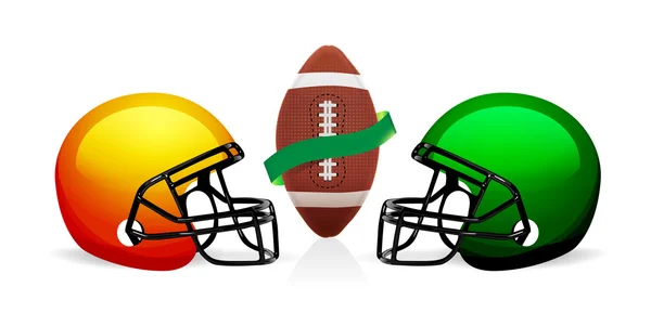 Bola de fútbol americano y vector casco — Vector de stock