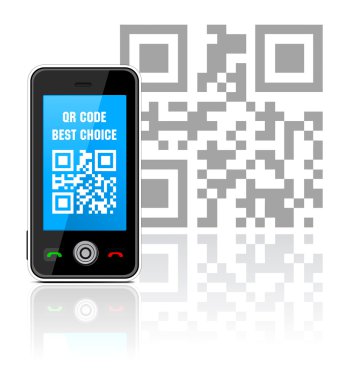 Cell phone with QR code clipart