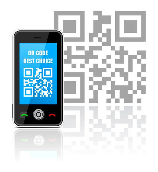 Téléphone portable avec code QR — Image vectorielle