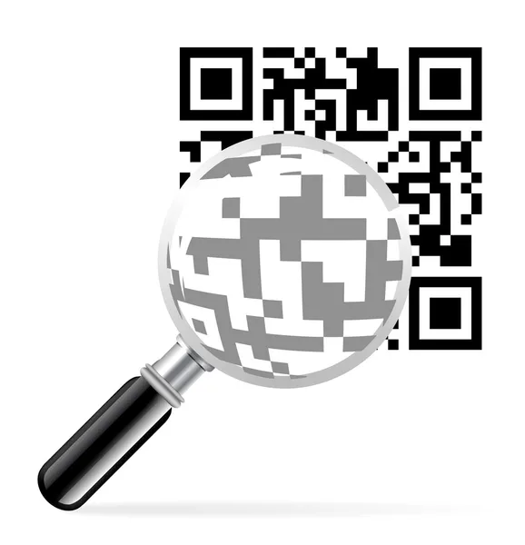 QR code with loupe — Stock Vector