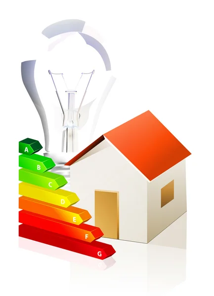 Dům a energetických klasifikace — Stockový vektor