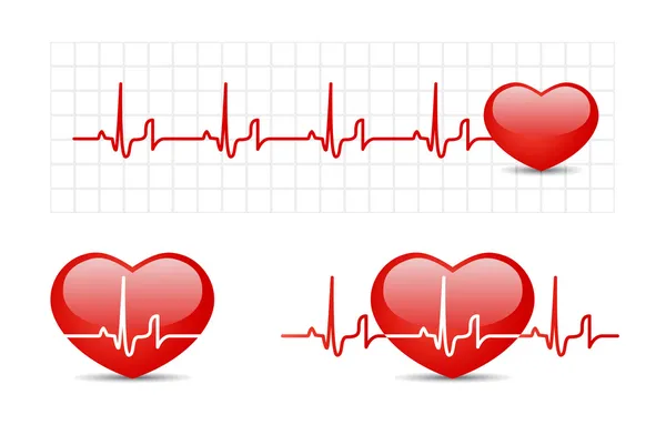 Heart cardiogram with heart — Stock Vector