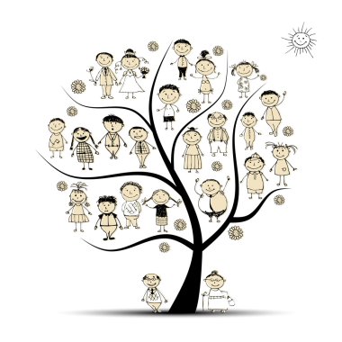 Family tree, relatives, sketch clipart