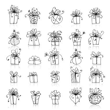 25 gift box icons for your design clipart