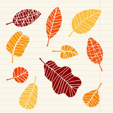 Set of leaf sketch for you design clipart