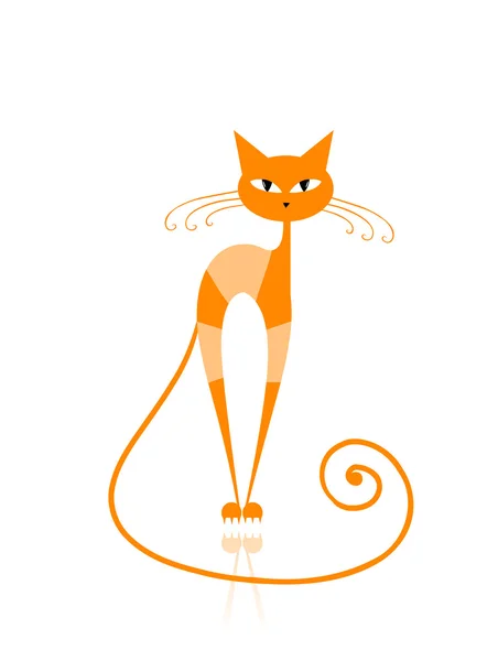 优雅的橙色条纹猫适合你的设计 — 图库矢量图片