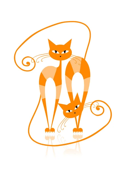 优雅的橙色条纹猫适合你的设计 — 图库矢量图片