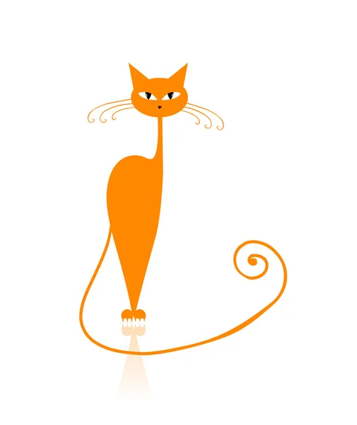 Tasarımın için zarif turuncu çizgili kedi. — Stok Vektör