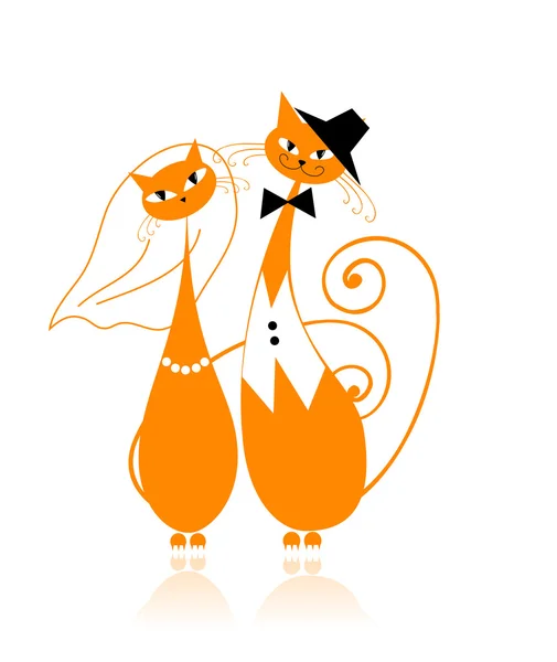 Mariée et fiancée, mariage de chat pour votre design — Image vectorielle