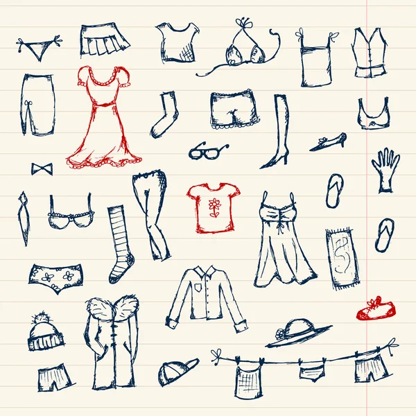 あなたのデザインの服のスケッチのコレクション — ストックベクタ