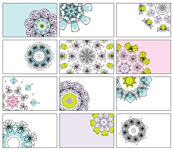Set van visitekaartjes, bloemen ornament voor uw ontwerp — Stockvector