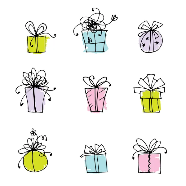 Icônes boîte cadeau pour votre conception — Image vectorielle