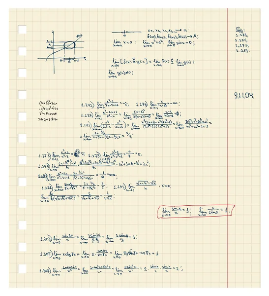 Φύλλο του φορητού υπολογιστή με μαθηματικά διάλεξη — Διανυσματικό Αρχείο