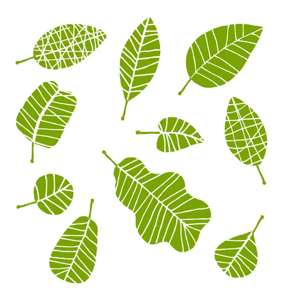 Ensemble de croquis de feuilles pour vous la conception — Image vectorielle