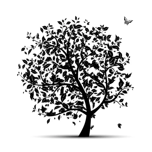 Art tree černá silueta pro váš design — Stockový vektor