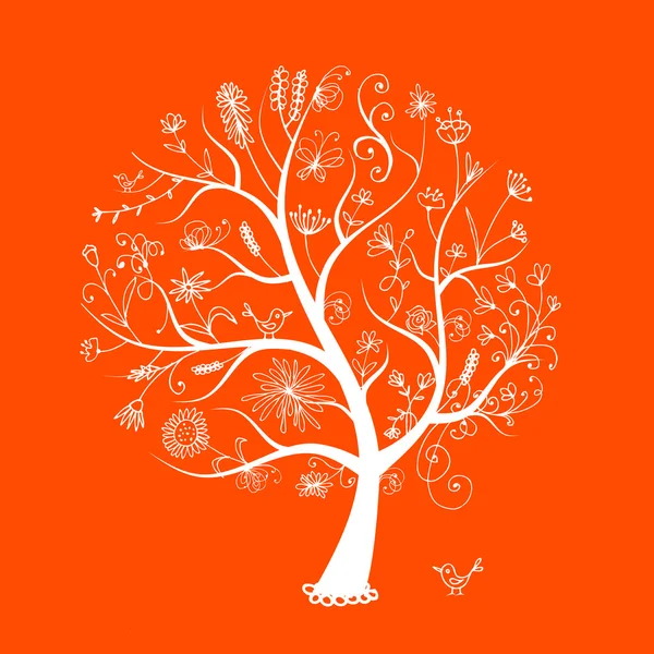 あなたのデザインの芸術花の木 — ストックベクタ