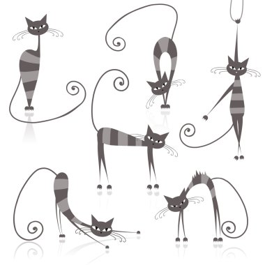 Graceful grey striped cats for your design