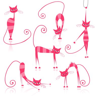 Graceful pink striped cats for your design