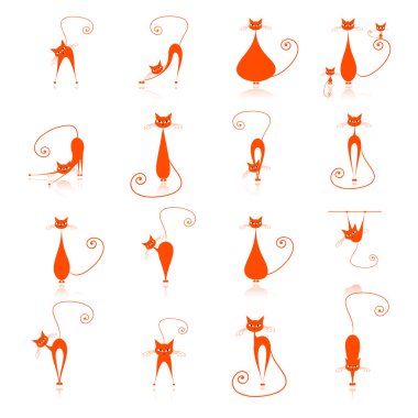 Orange cat silhouette collections