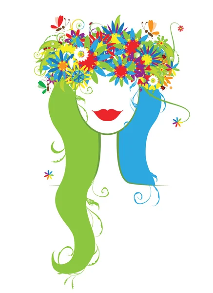 花冠を持つ女性の頭 — ストックベクタ