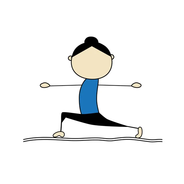 Frau praktiziert Yoga, Kriegerpose — Stockvektor
