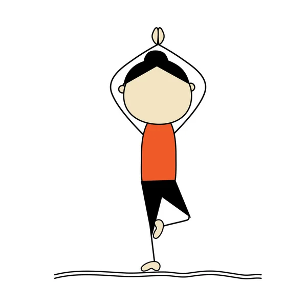 Femme pratiquant le yoga, pose d'arbre — Image vectorielle