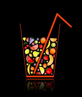 Mix of fruit juice in glass for your design clipart