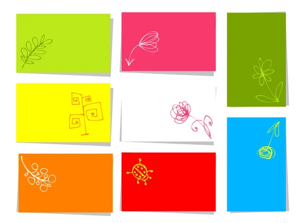あなたのテキストのための場所とあなたのデザインのための花のカードのセット — ストックベクタ