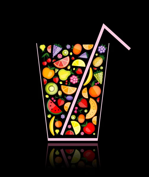 Mélange de jus de fruits en verre pour votre design — Image vectorielle