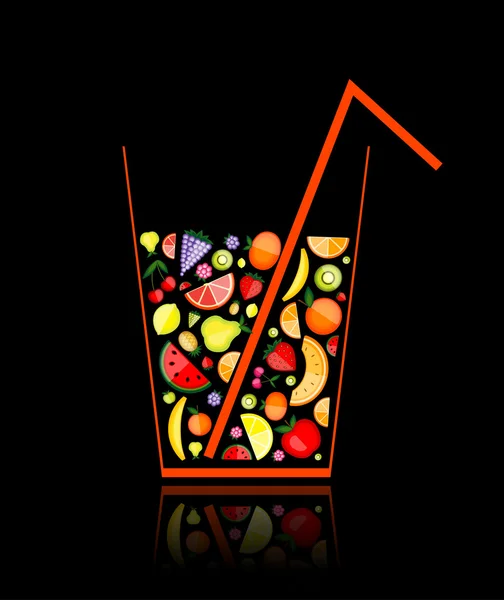 Змішайте фруктовий сік у склянці для вашого дизайну — стоковий вектор