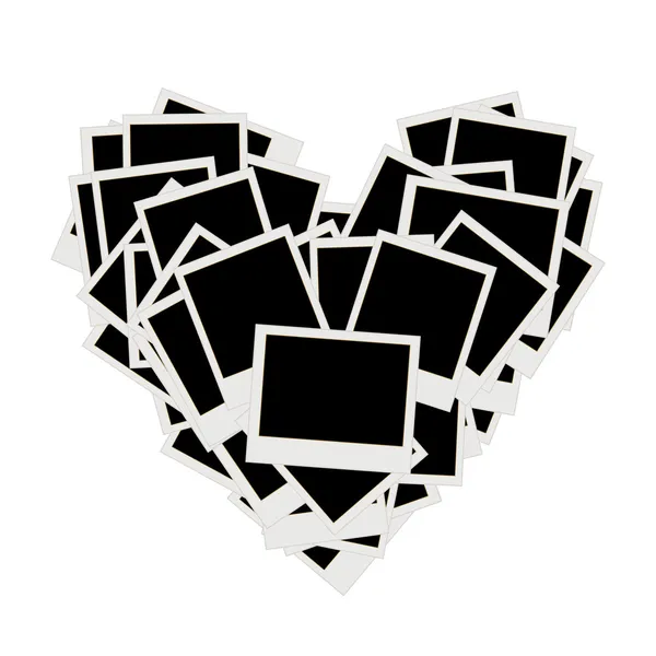 Pile of photos, heart shape, insert your pictures into frames — Stock Vector