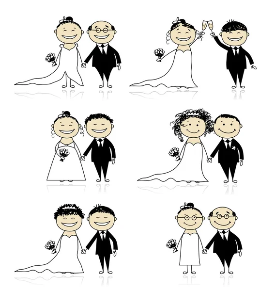 Svatební obřad - nevěsta a ženich společně pro váš design — Stockový vektor