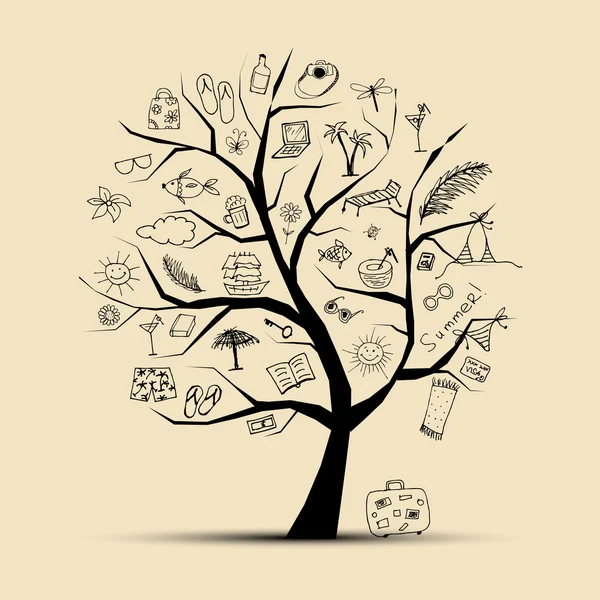 Férias de verão, árvore conceito para o seu projeto — Vetor de Stock