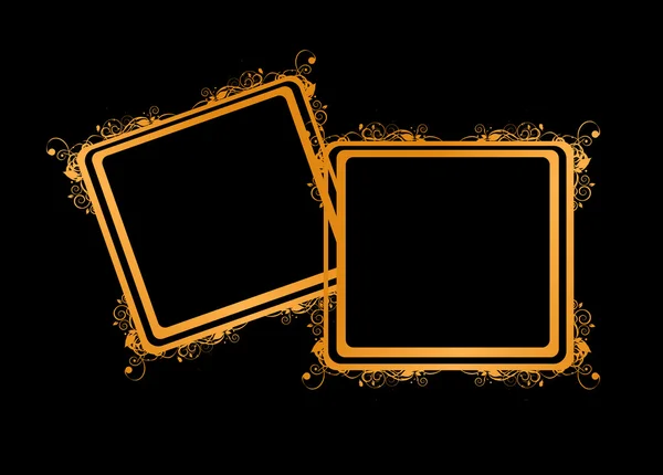 Couple of golden frames, insert your photos — Stock Vector